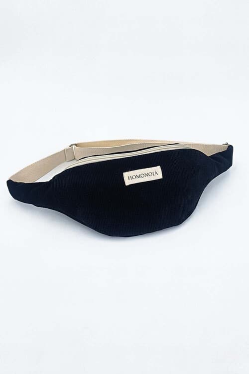 sac banane en velours noir