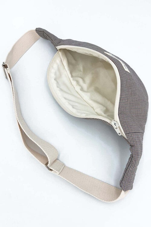 intérieur d'un sac banane femme carreaux pieds de poule