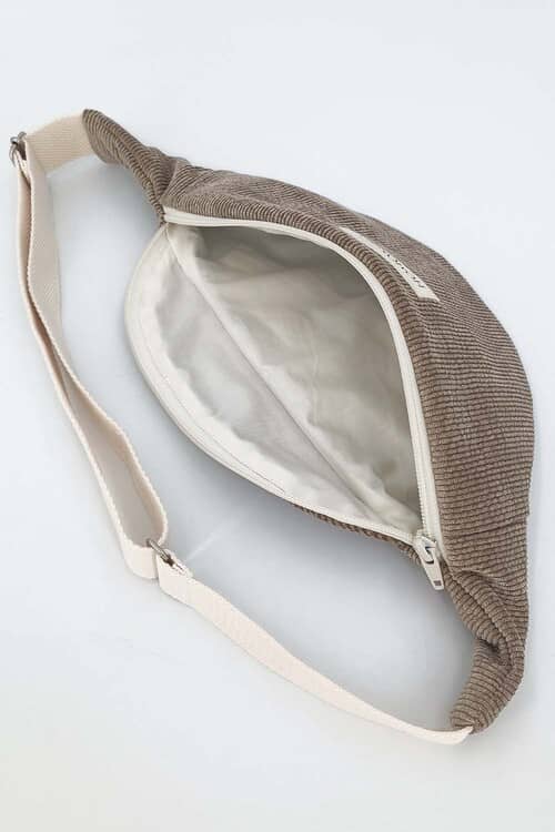 sac banane en velours taupe