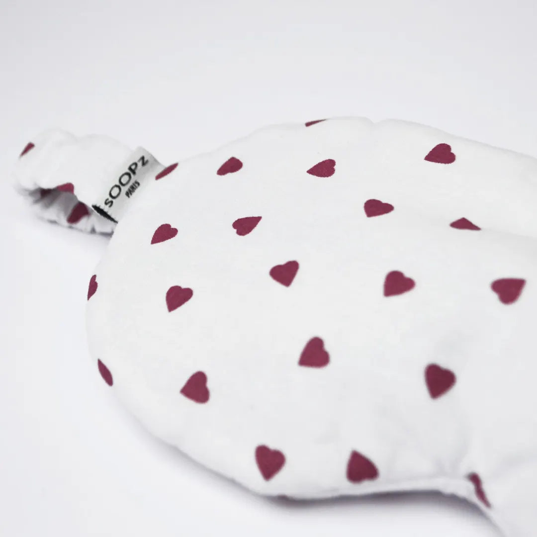 Masque chauffant réfrigérant pour les yeux - motifs coeurs rouges