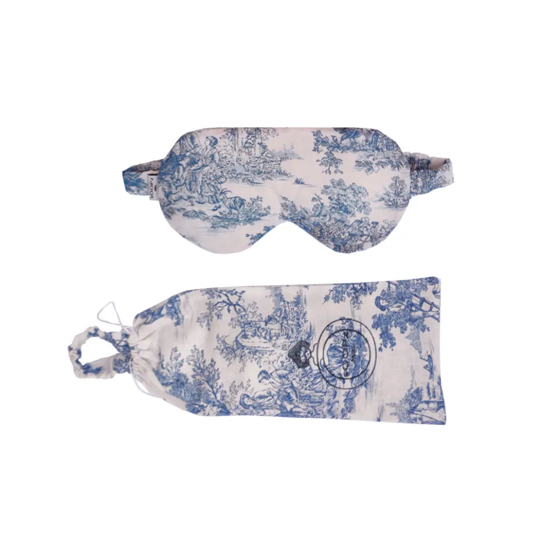 Masque de sommeil made in France en toile de jouy bleu