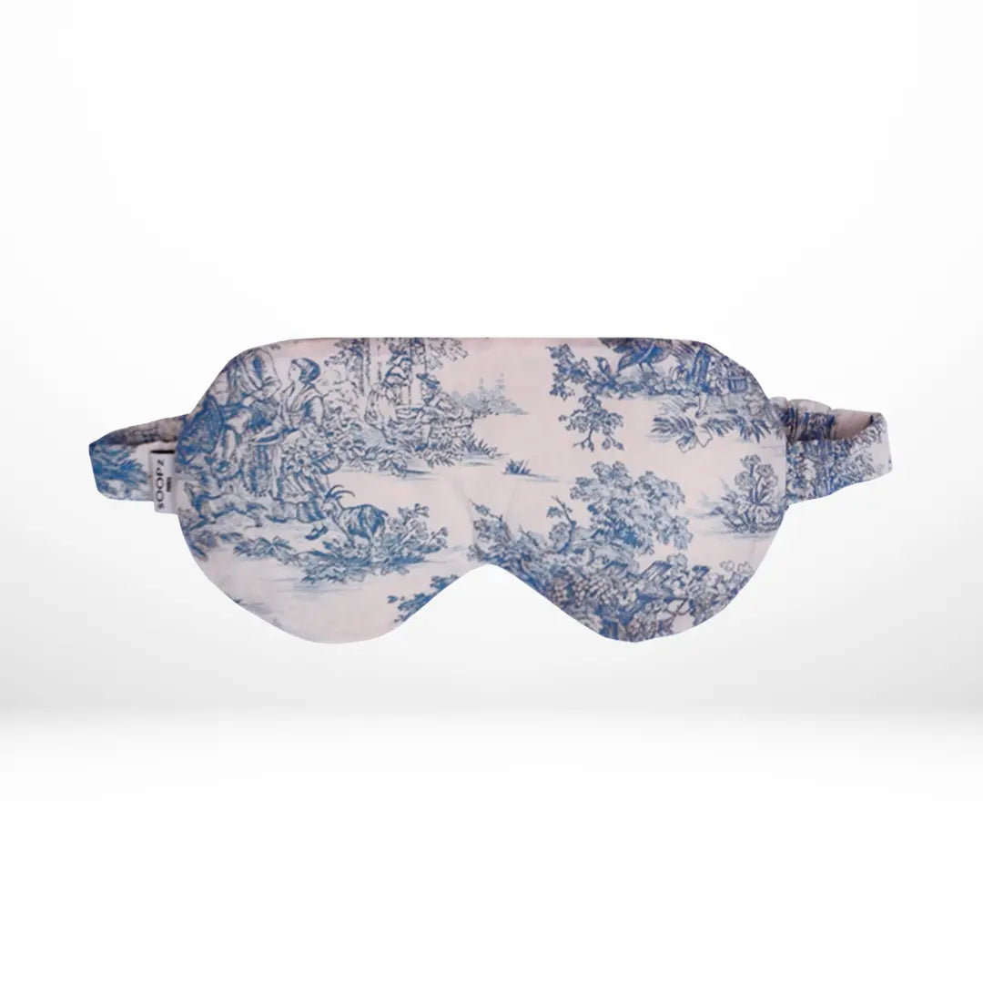 Masque de sommeil en toile de jouy bleu