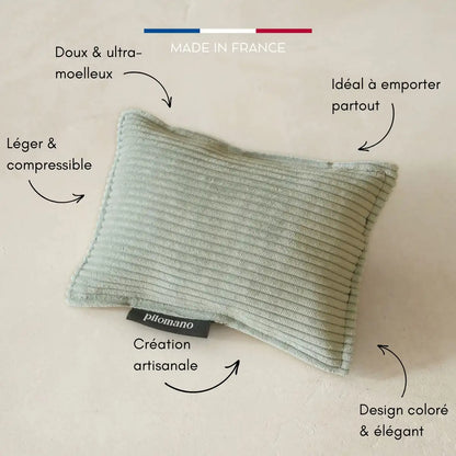 Petit oreiller de voyage Pilomano - Velours Sauge