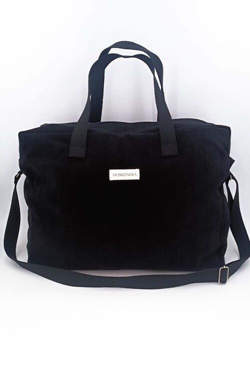 Sac weekend femme velours noir